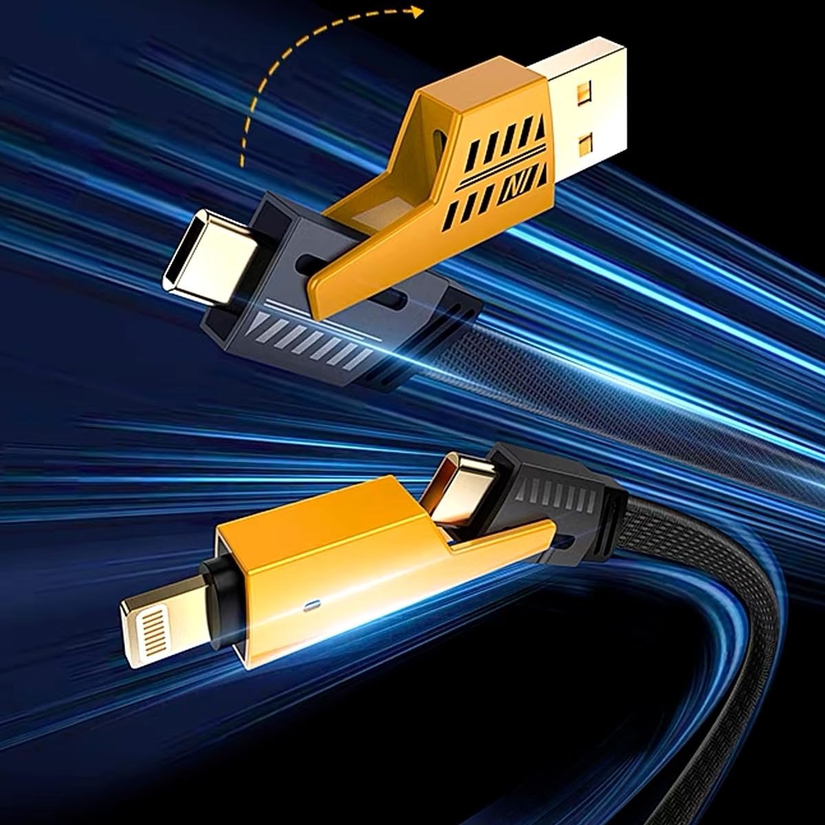 4 In 1 Mech High Speed Data Cable Durable Reliable Fast Charging Stable Transfer Universal Compatibility Practical Choice For Smartphones Tablets And Laptops - Image 2