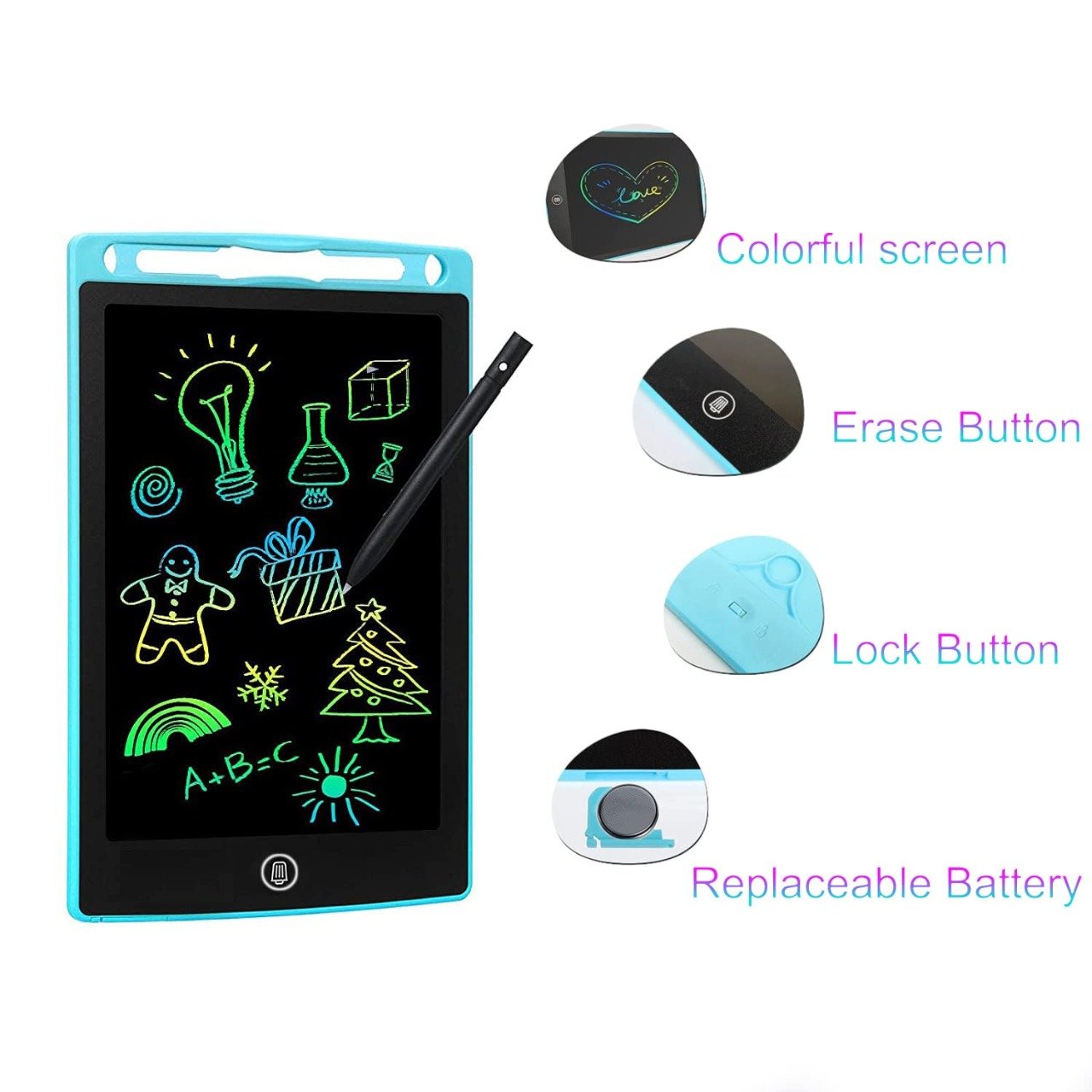 8.5 inch Multicolor Tablet Price | LCD writing tablet for kids - digital drawing pad - erasable writing board - writing pad (random color)