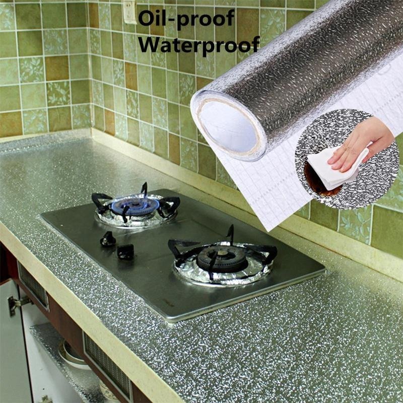 Self-Adhesive Kitchen Oil-Proof Sticker Roll | Waterproof Aluminium Foil Sheet | DIY Wallpaper 60x200cm - Image 3